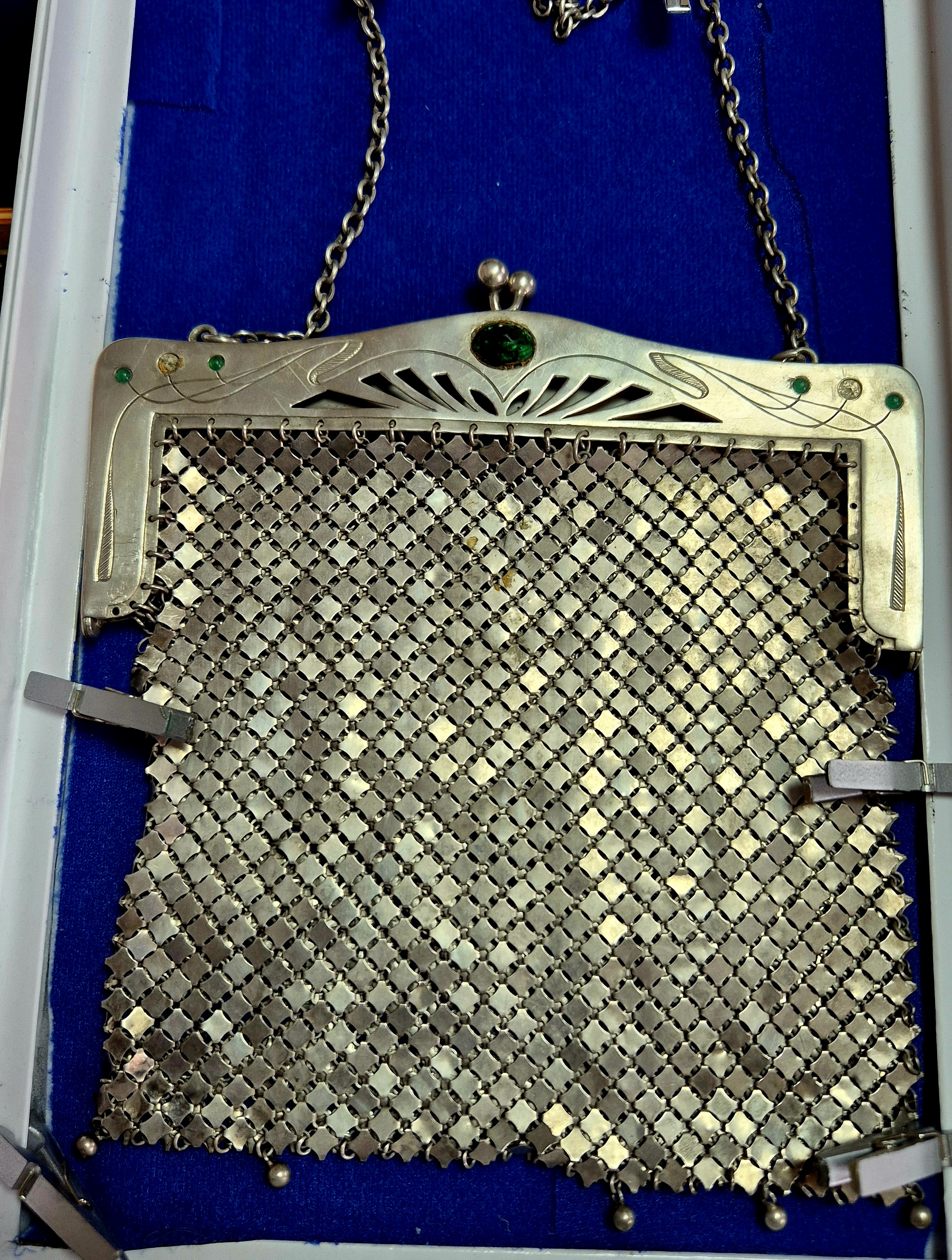 Stunning c1920 Sterling Silver Flapper Bag in excellent cond